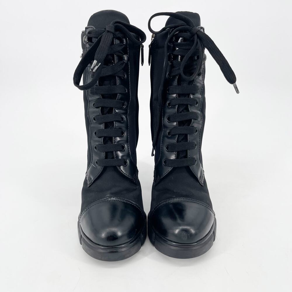 Brand New Prada Women's Black Lace-Up Ankle Boots 38 But Are Really Size 7 - Picture 5 of 13